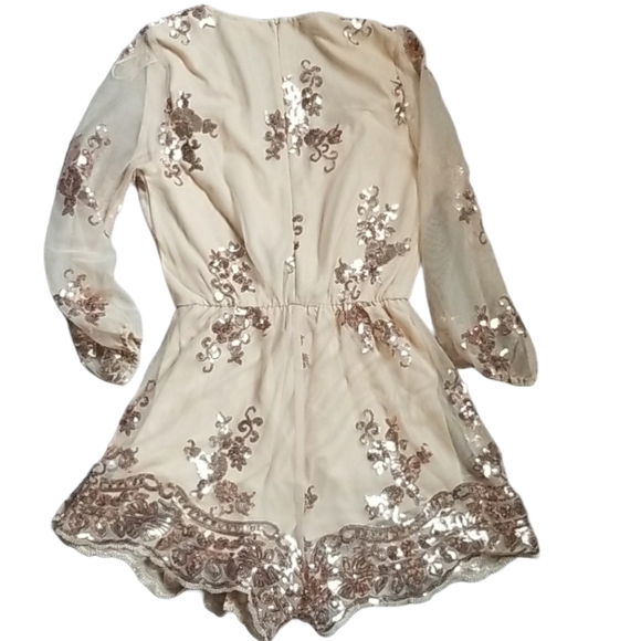 SHOWPO BIG BALLER Romper Rosegold Sequin Party Size 4 - Picture 3 of 6